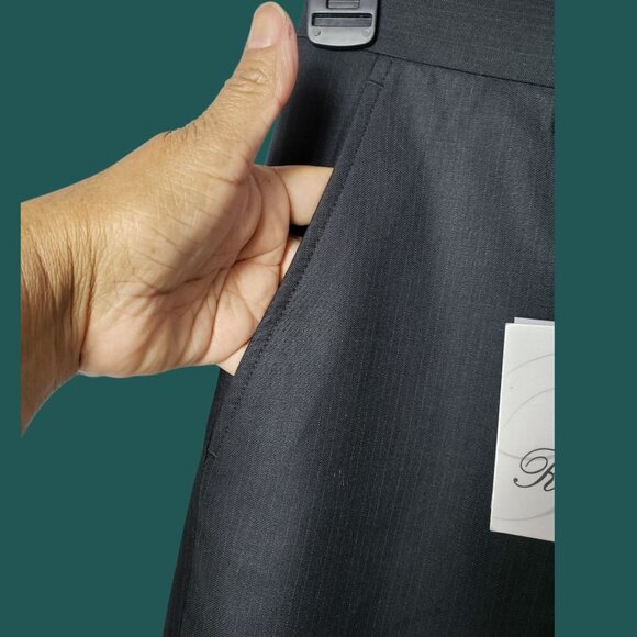 Royal Pinstripe Dress Pants Wool Blend  Formal  Mid-Rise Black Size 30/40 - Picture 14 of 16